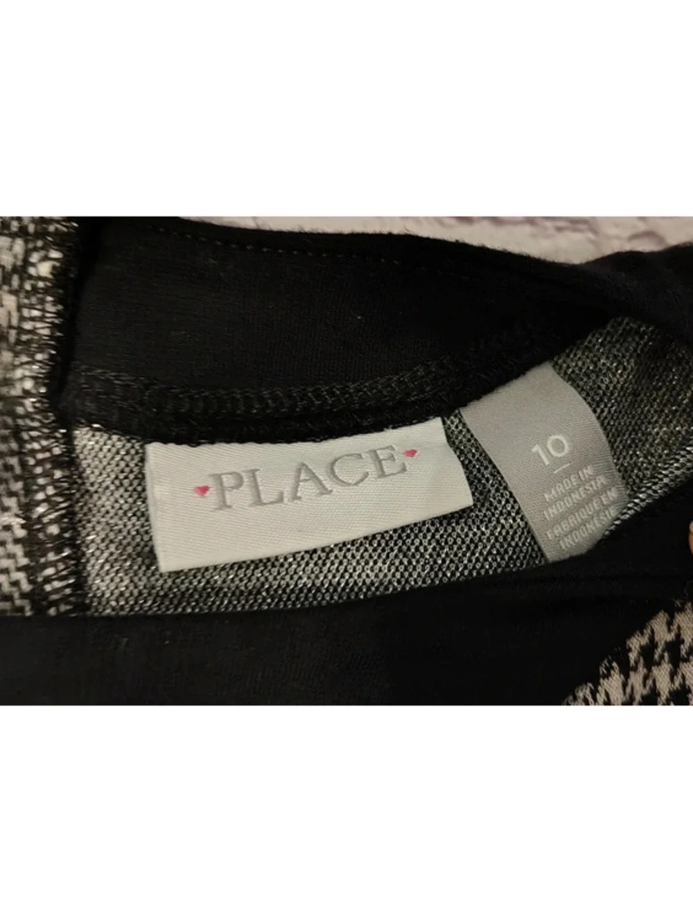 The Children's Place Girls Size 10 Black & White Plaid Skater Dress Short Sleeve